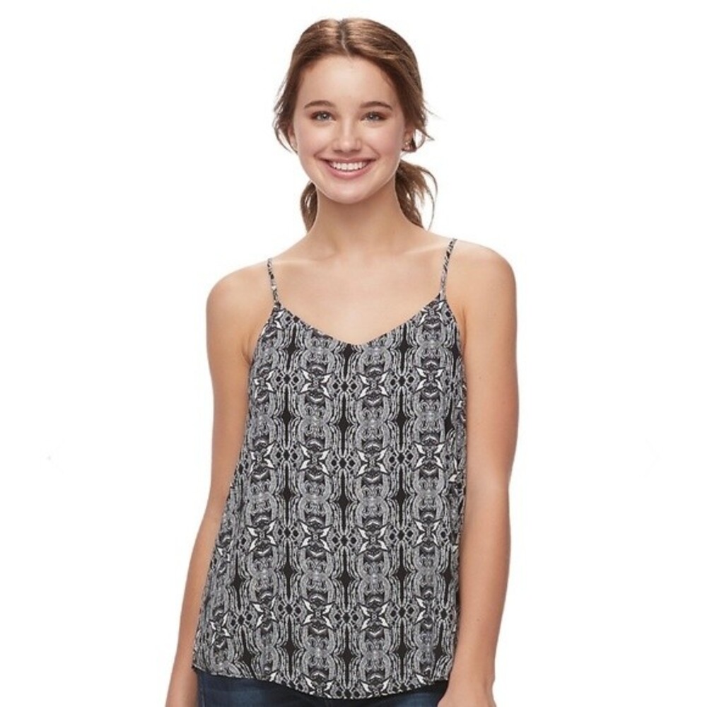Black and white abstract print camisole top size XS
